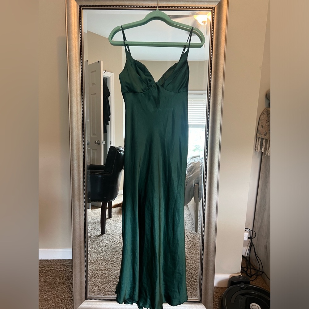 Silk hunter green floor length Hello Molly dress size 4